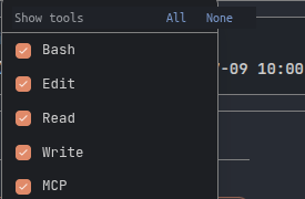 Tool-call filter popover